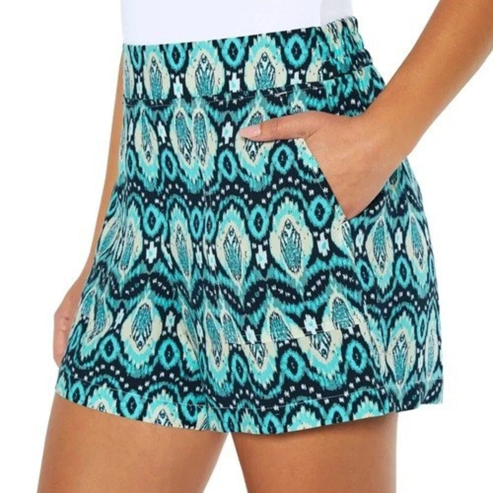 CLEARANCE-Wildfox Womens XL Blue Ikat Medallion Print Rayon Pull On Shorts NWT